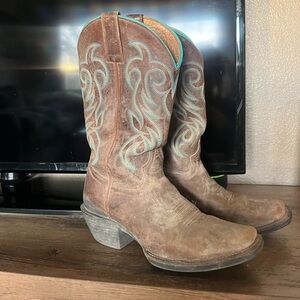 Shyanne Brown and Blue Embroidered Boots